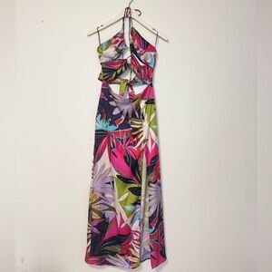 Zara Multicolor Tropical Print Maxi Dress